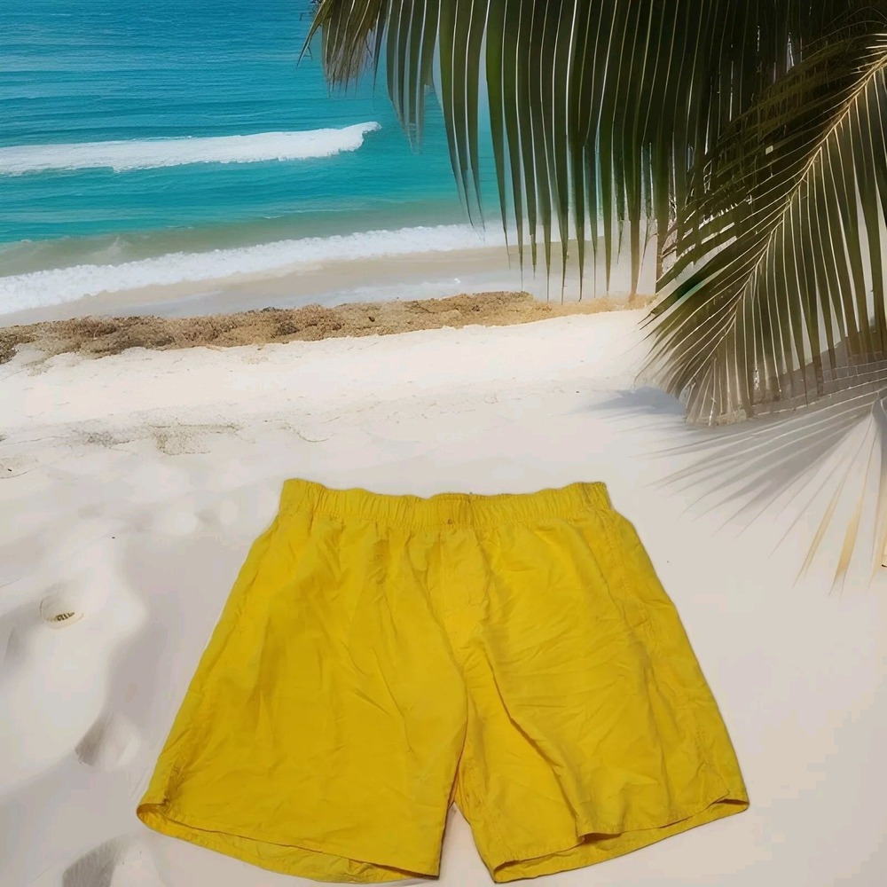Free Country Men's Swim Trunks Board Shorts Yellow Men's Large Lined New w/Tags